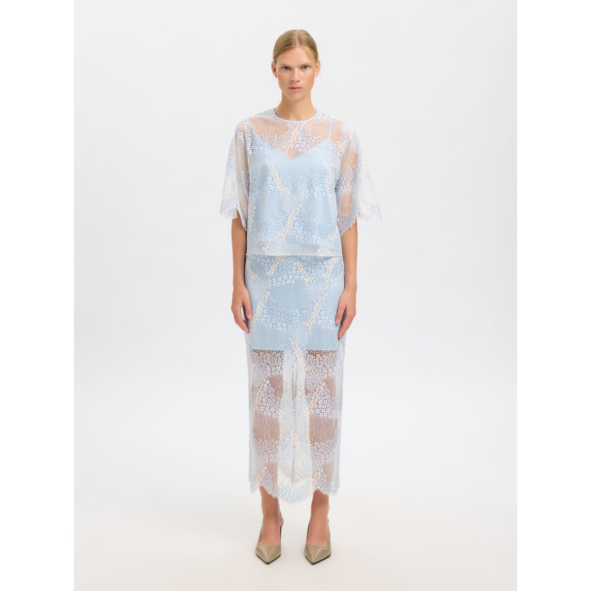 Jupe Mi-Longue cashmere blue, SELECTED