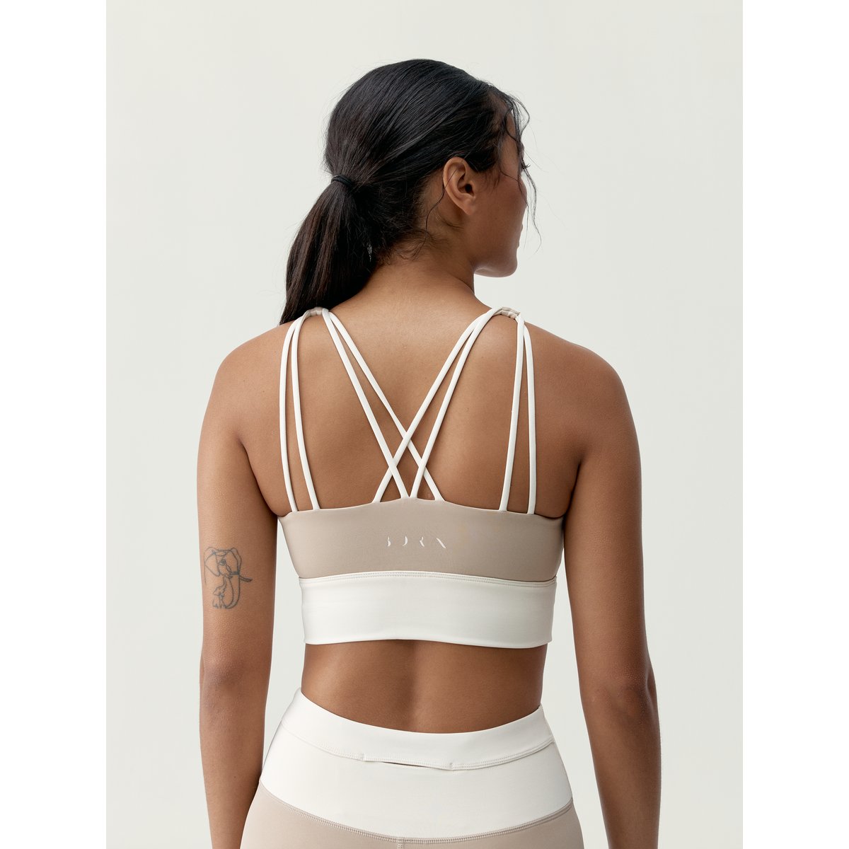 Brassière de sport femme Sutra Maintien moyen bretelles beige crème, BORN