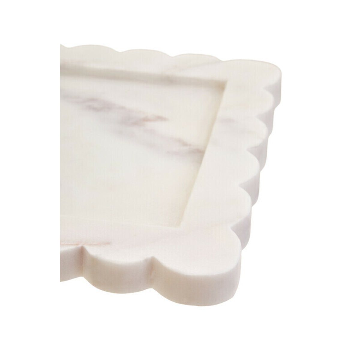Small White Marble Square Tray with Scallop Edges white, FIFTY FIVE SOUTH