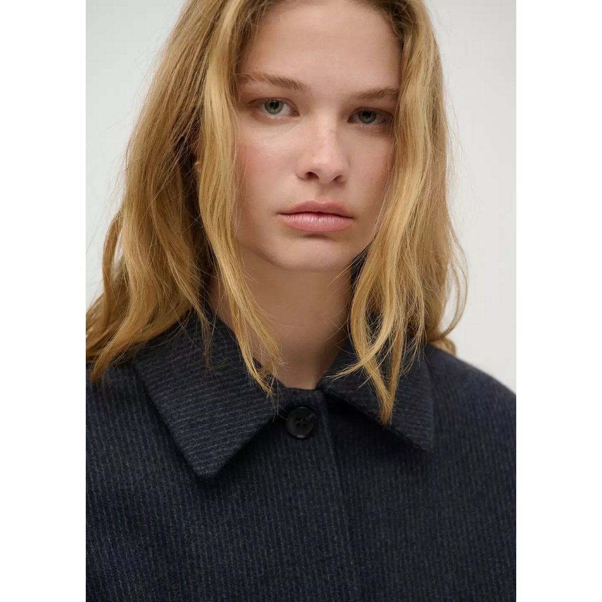 Manteau drap de laine rayé bleu marine, MANGO TEEN
