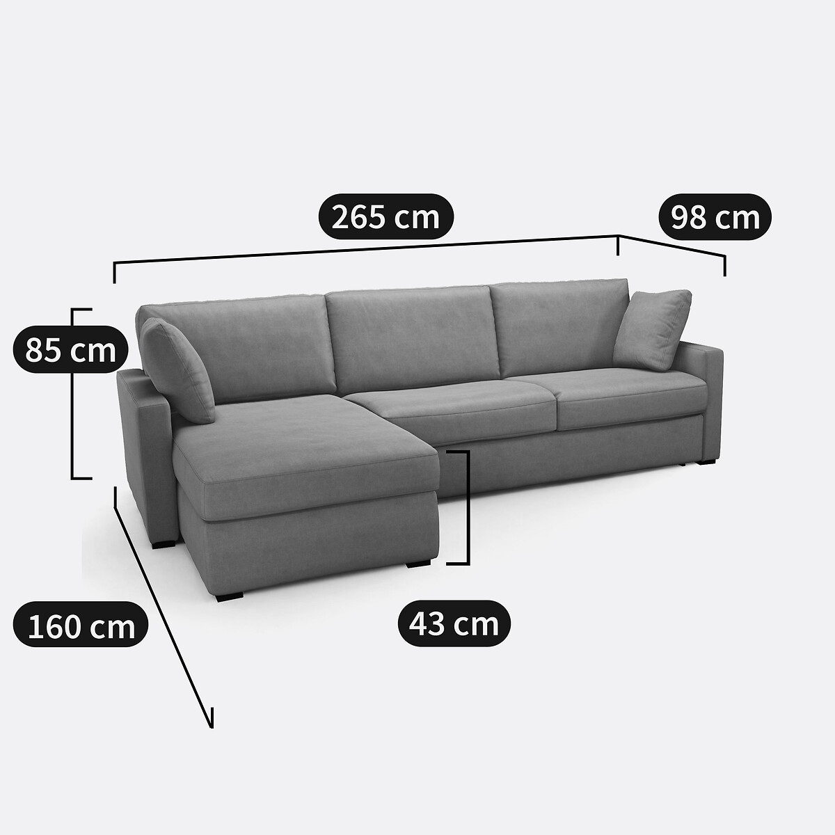 Canapé d'angle, convertible, 4 places, en velours, Comfort Bultex®, TIMOR vert kaki, LA REDOUTE INTERIEURS