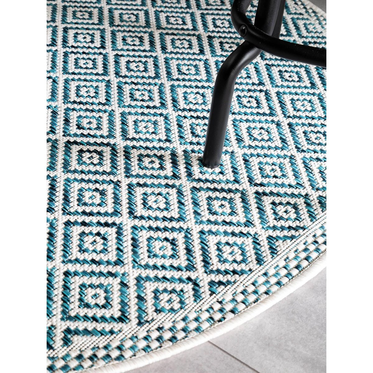 Tapis rond d'extérieur & intérieur CLEO bleu, BENUTA