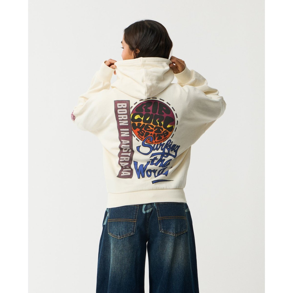 Sweat à capuche zippé SURF The WORLD bone, RIP CURL