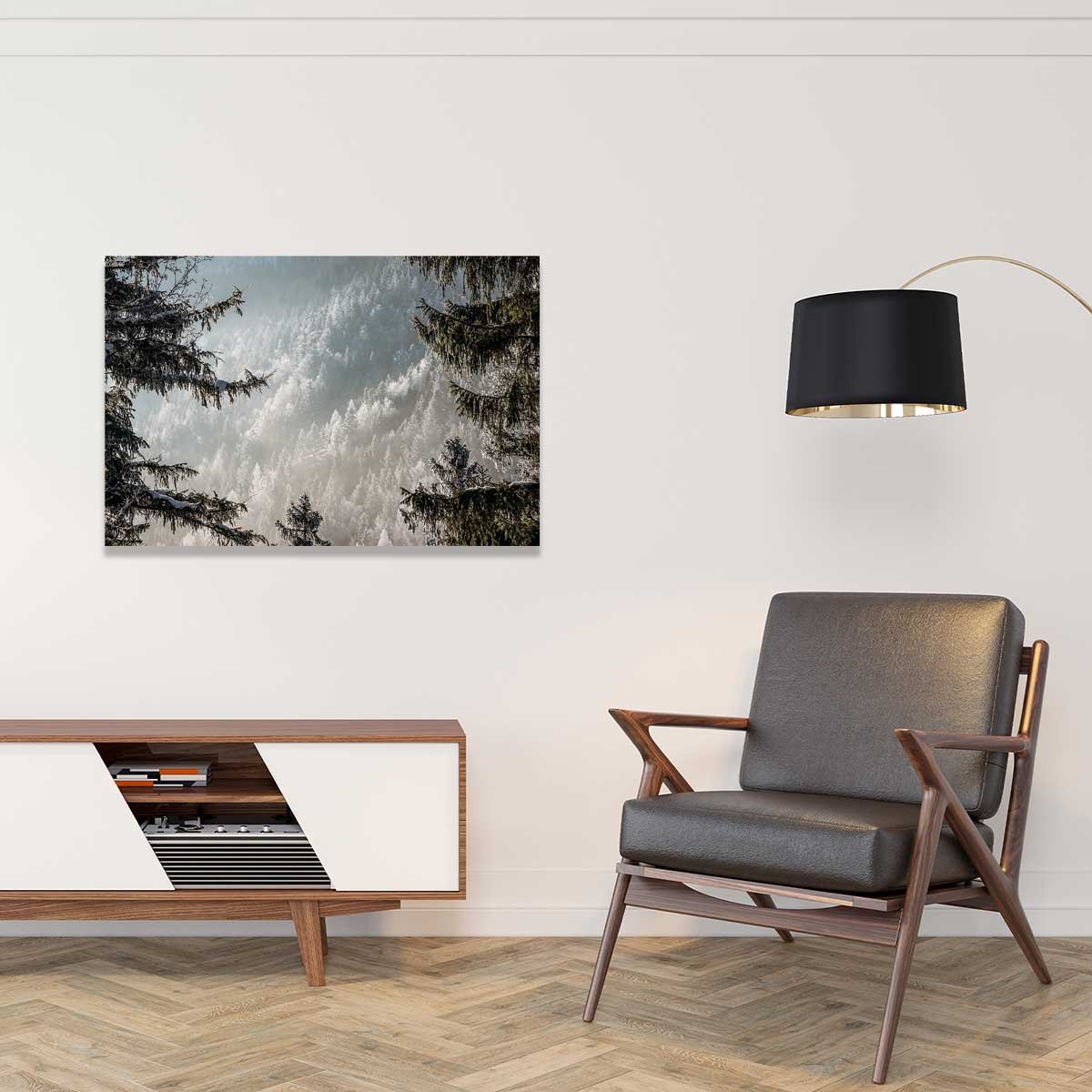 Tableau forest in fog drama tableau alu dibond, HEXOA