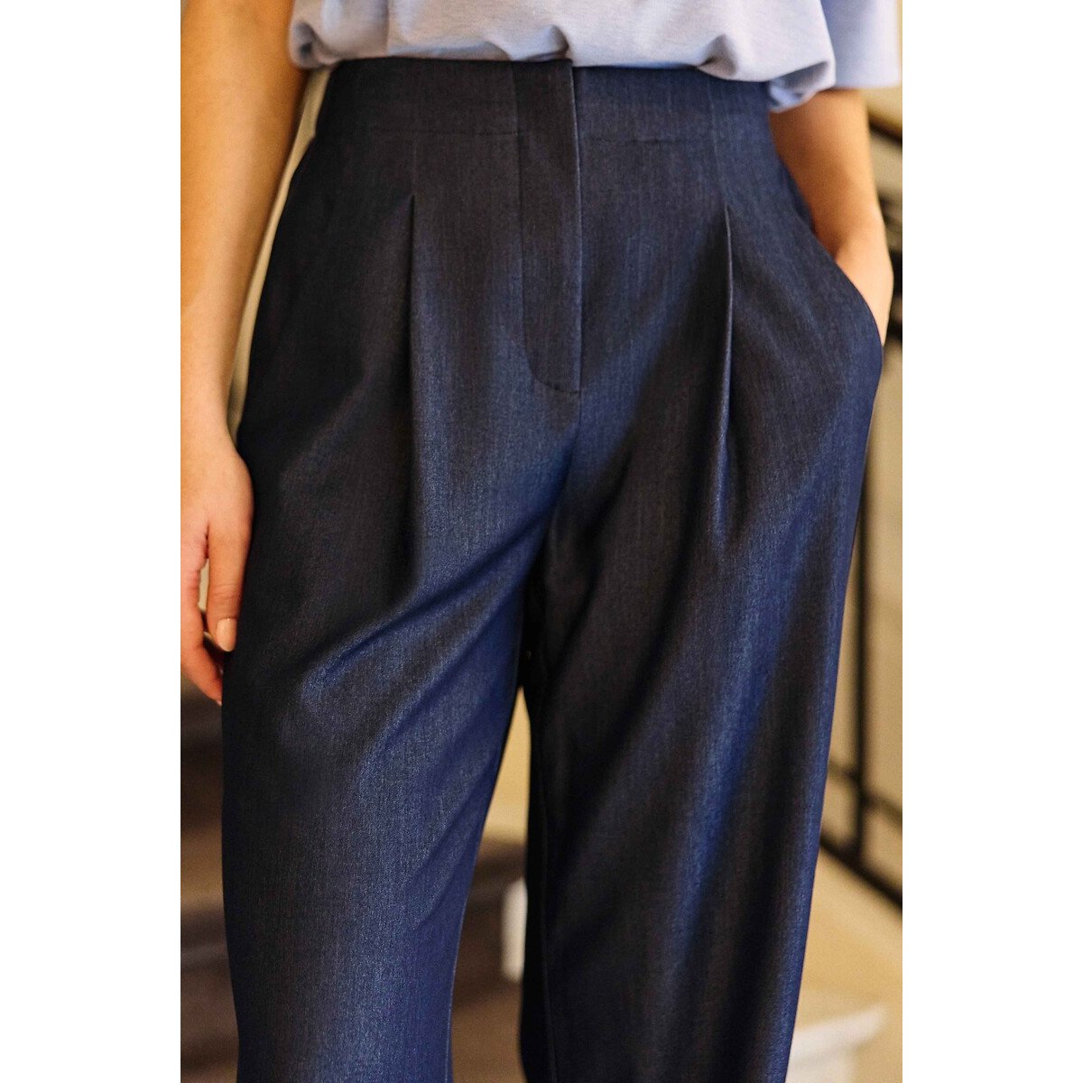 Pantalon large en denim fluide, PELY denim wash, LA PETITE ETOILE
