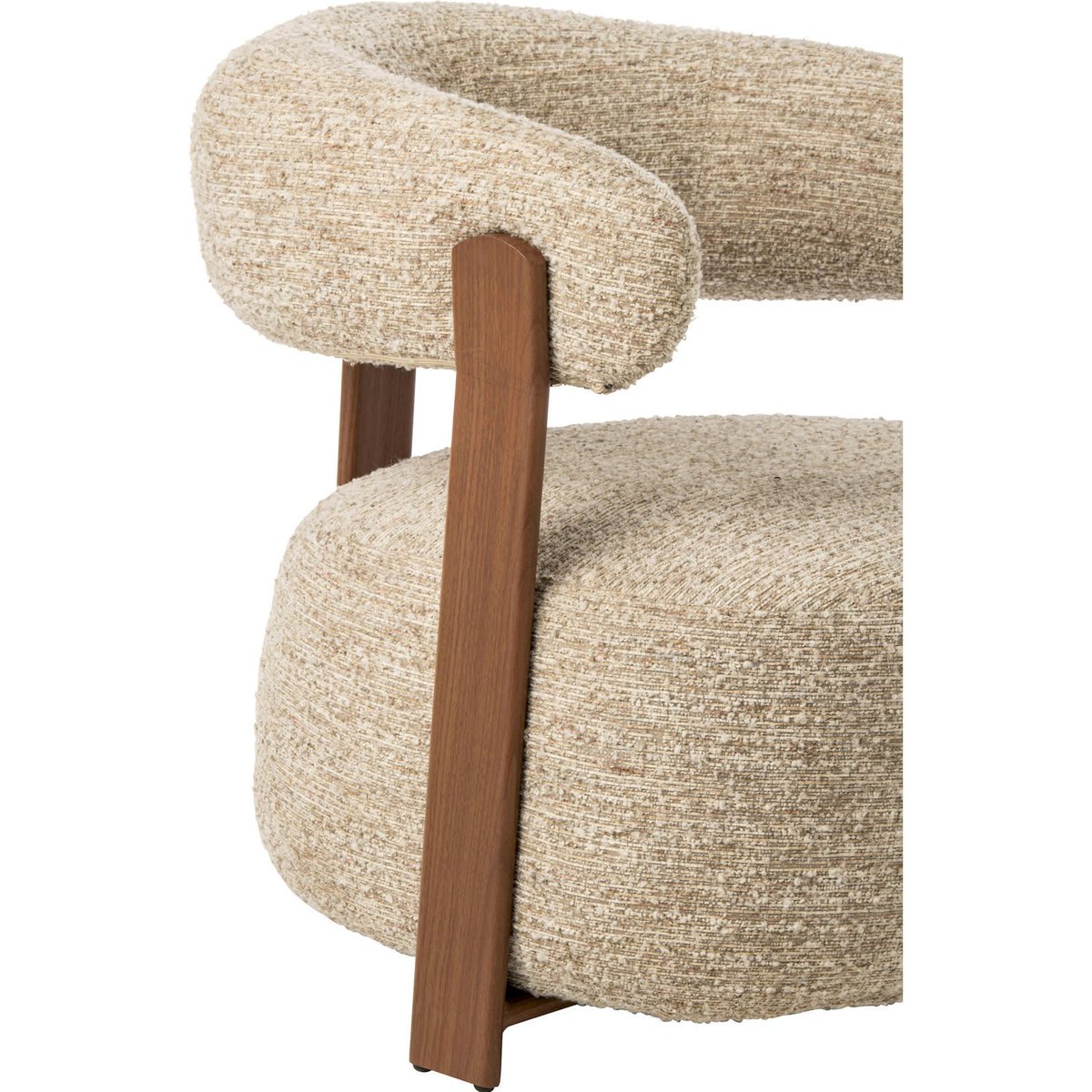 Fauteuil enveloppant en tissu bouclé écru, RECOLLECTION