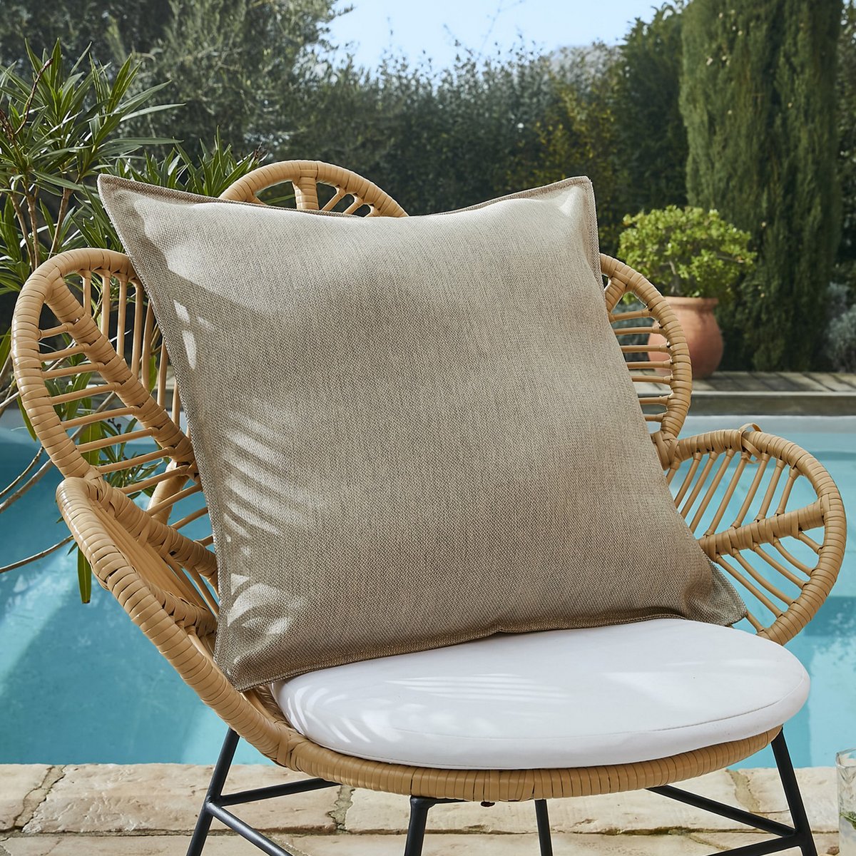 Housse de coussin extérieur 60x60 cm Polypropylène Sable sable, EDEN