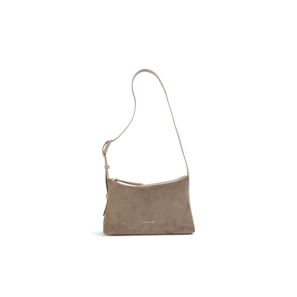Sac porté épaule en cuir, BOWIE grège, NAT & NIN