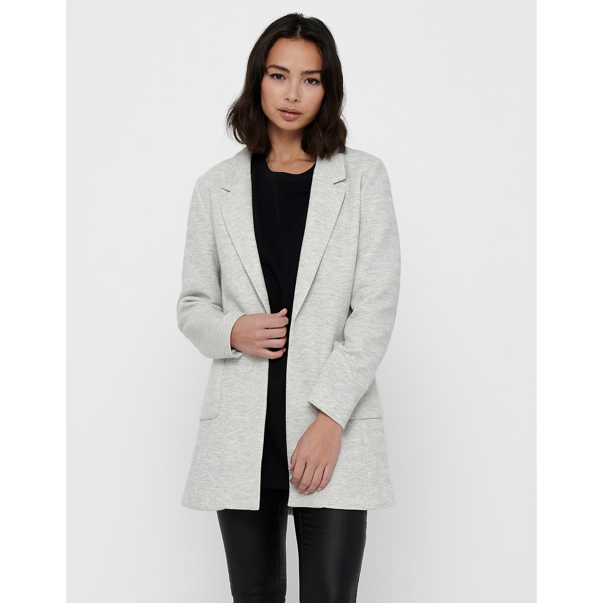 Blazer mi-long gris clair, ONLY