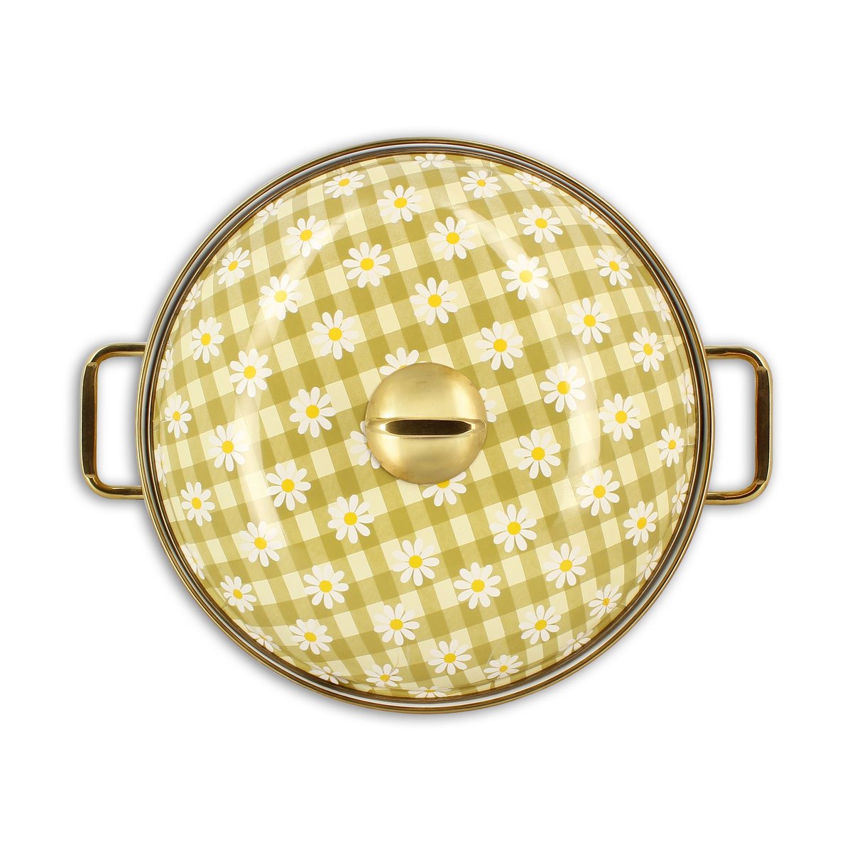 Marmite 24cm en acier émaillé, DAISY blanc-jaune, MENASTYL