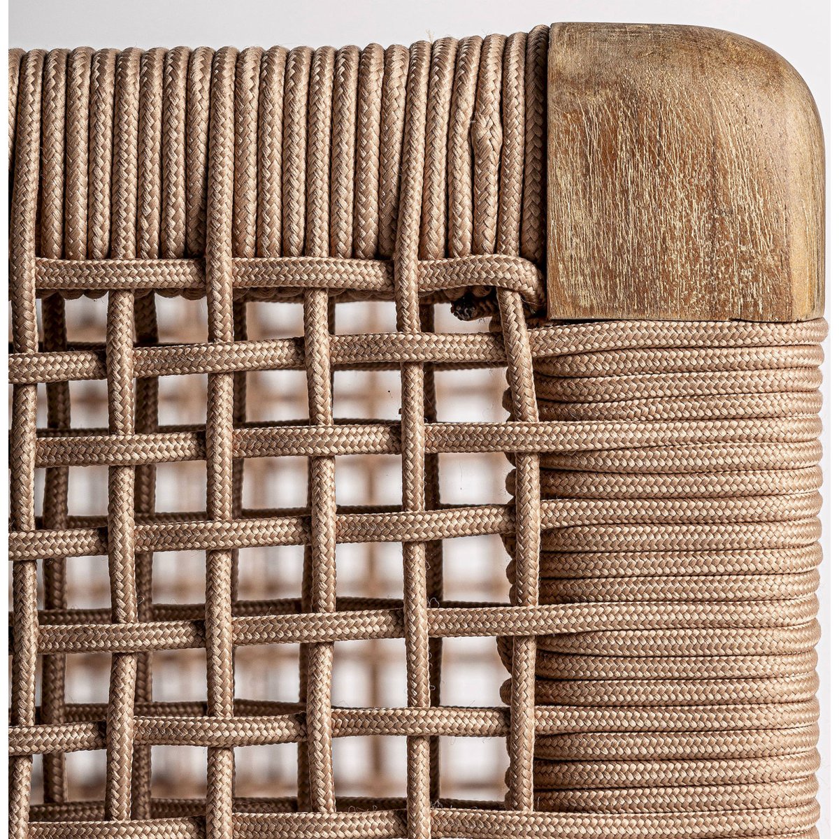 Fauteuil bohème en teck collection S.TRENA beige et bois naturel, RECOLLECTION