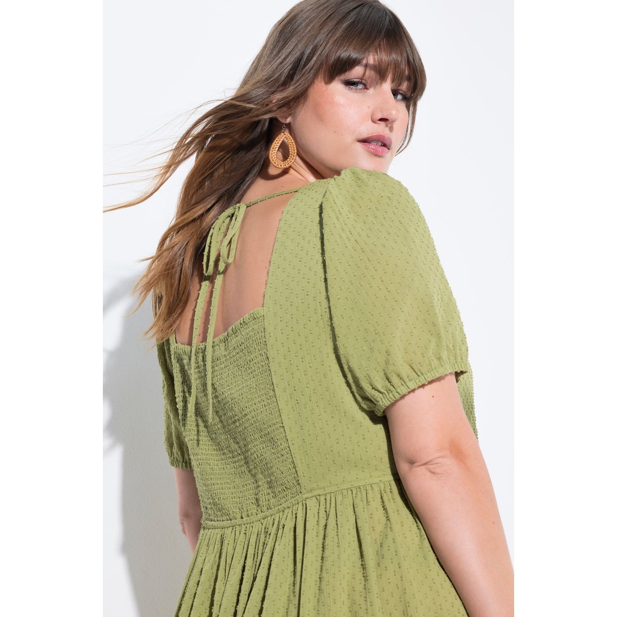 Robe maxi, encolure carrée sauge, ULLA POPKEN