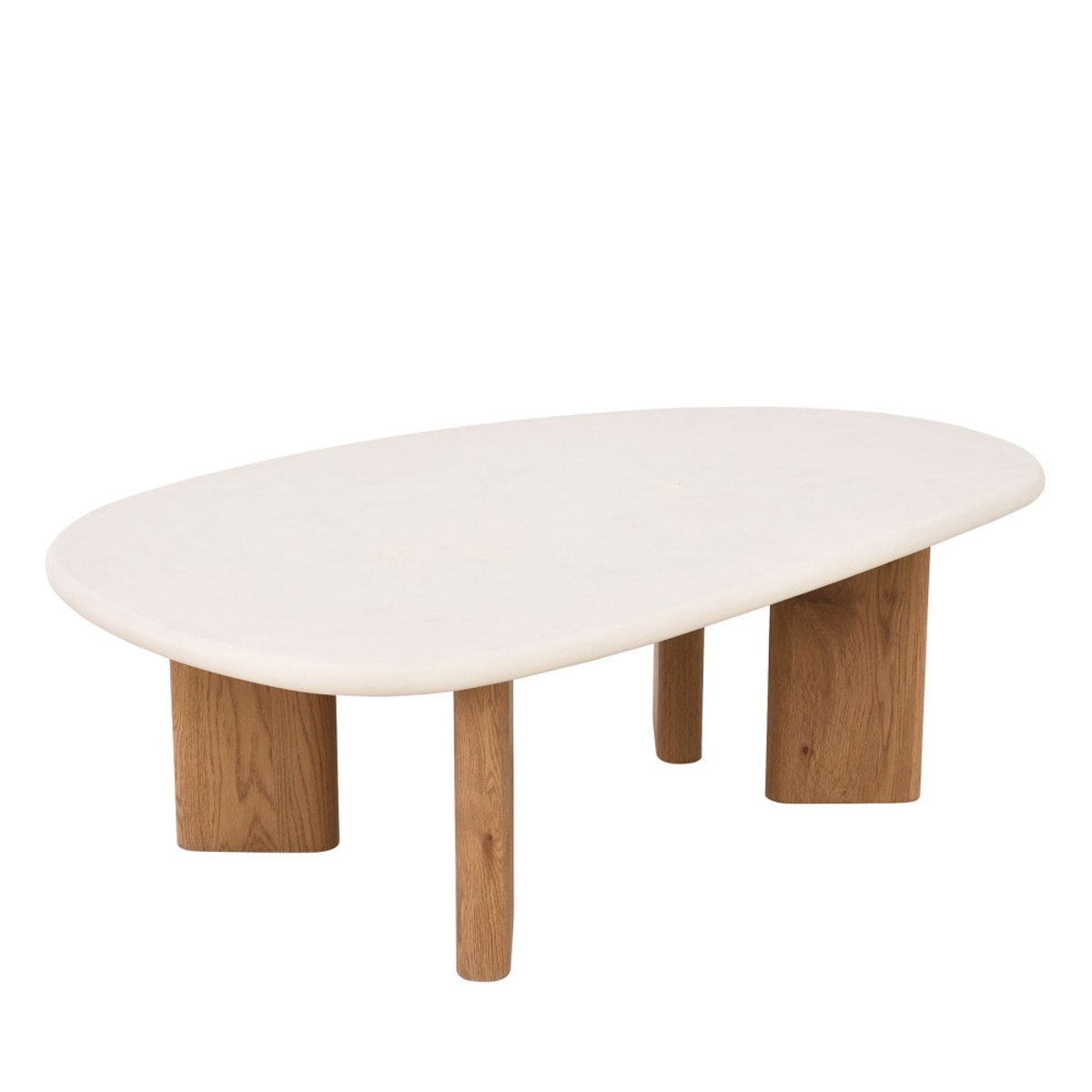 Table basse organique effet béton et bois L130cm- SYLINA beige, DRAWER