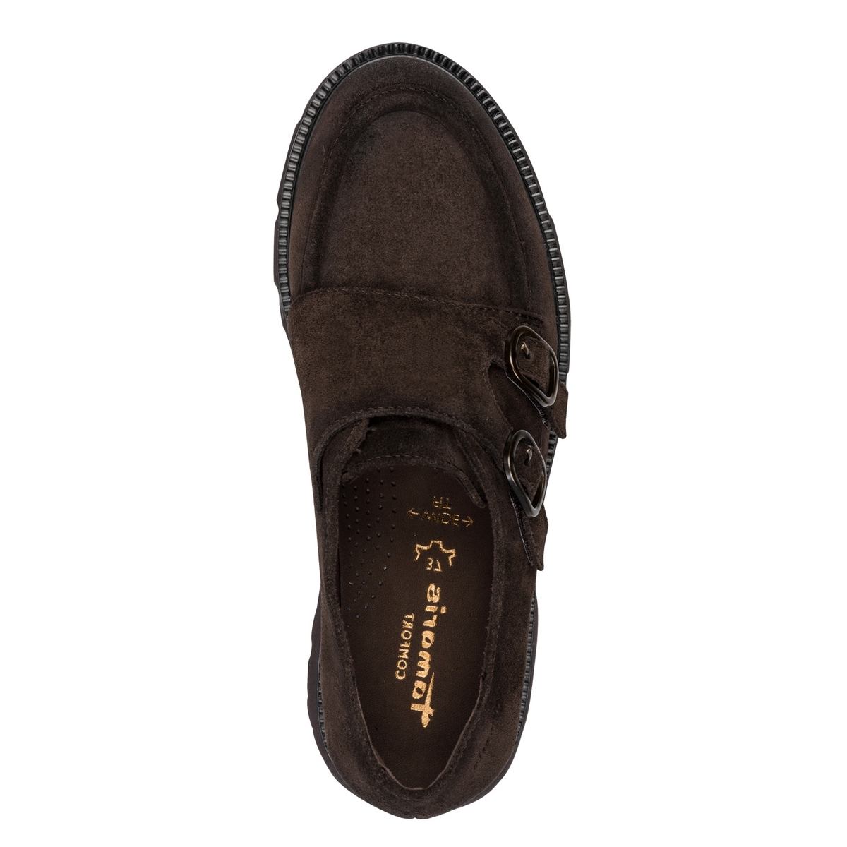 Slipper coupe ample marron antilope combiné, TAMARIS