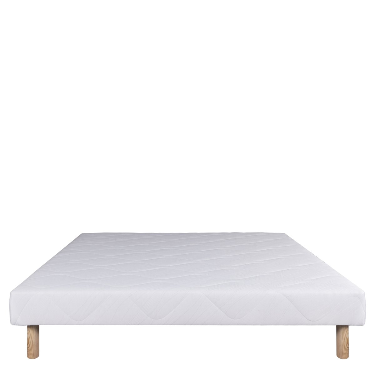 Ensemble literie ressorts ensachés 26 cm avec sommier bois massif blanc blanc, HOME MAISON