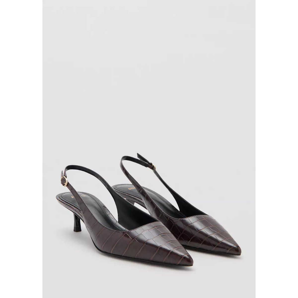 Chaussures talon effet croco bordeaux, MANGO
