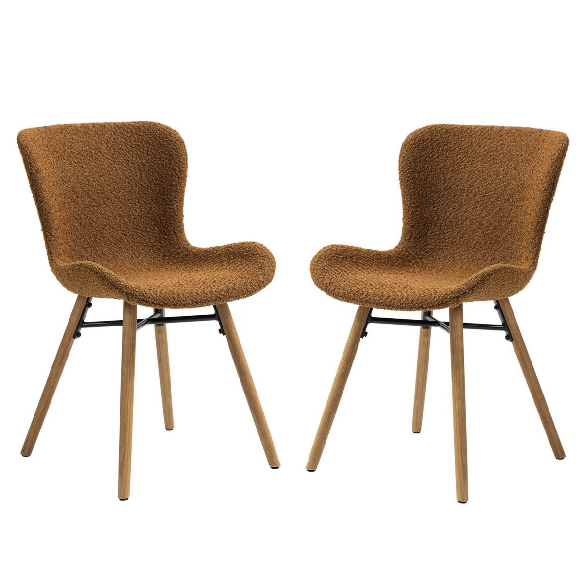 Lot de 2 chaises de repas en tissu bouclé - KARMA cuivre/rouille, MATHI DESIGN