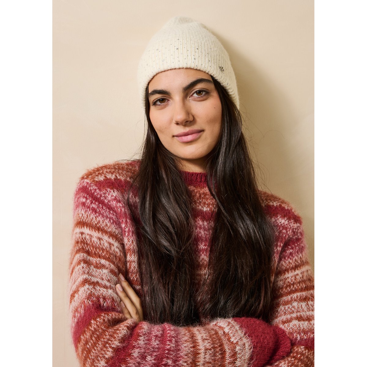 Bonnet avec strass ecru, LA FEE MARABOUTEE
