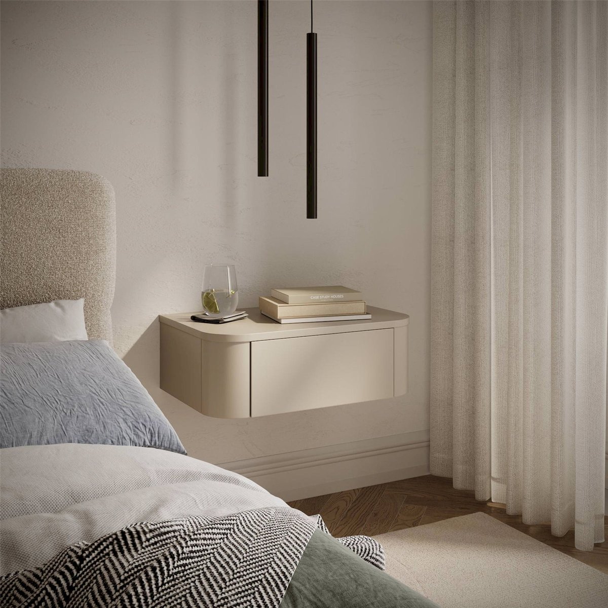 Lot de 2 chevets suspendus tiroir LUVIO cachemire, RECOLLECTION