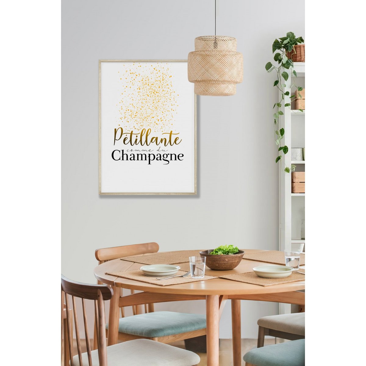 Poster 'Pétillante comme du champagne' blanc, L'AFFICHERIE