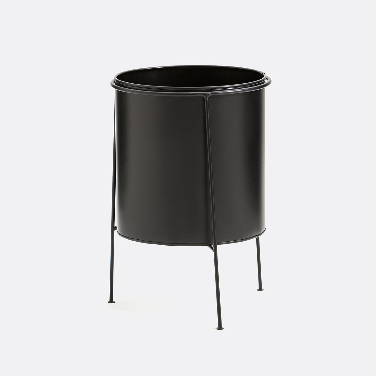 Cache-pot sur pied métal fer peint Ø30 cm, INAYA noir/noir, LA REDOUTE INTERIEURS