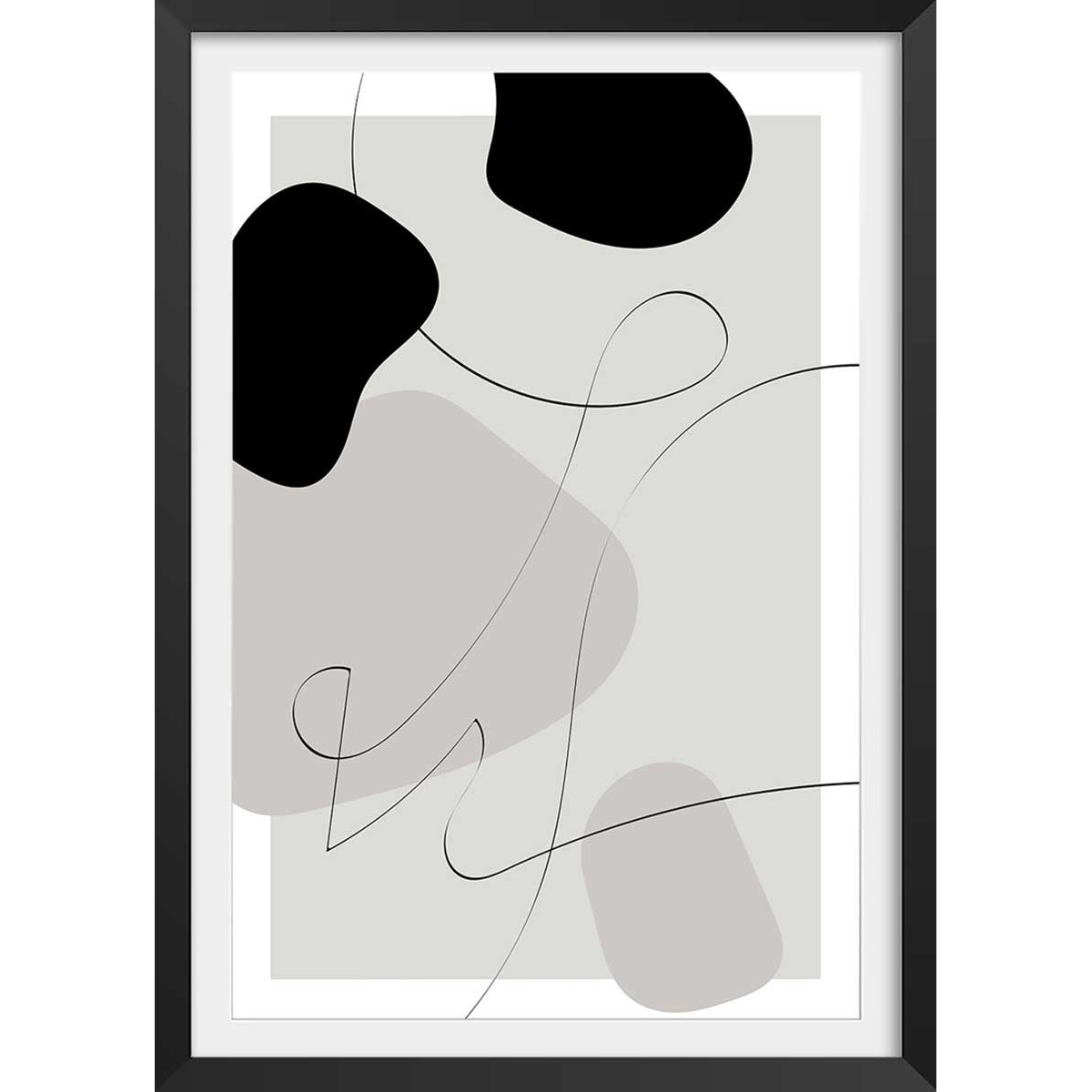 Affiche Forme et autographe affiche + cadre en bois - noir, HEXOA