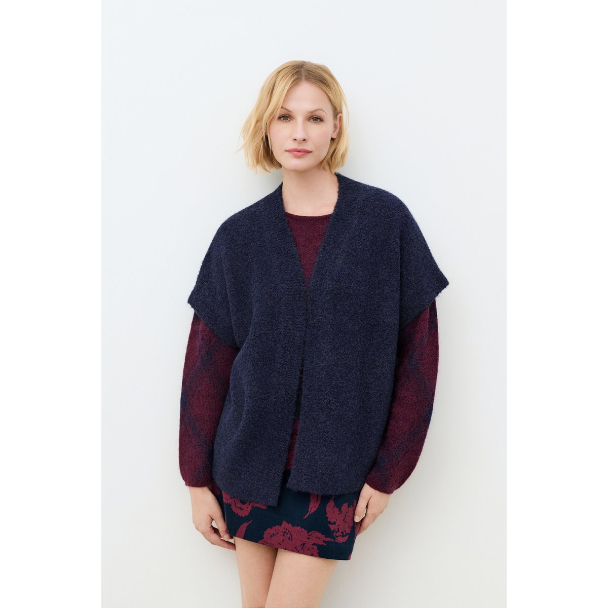 Gilet large long MWISH bleu marine, CAROLL