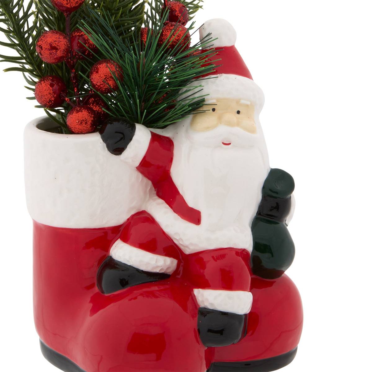 Plante en pot bottes de Père Noël H. 25 cm rouge, FEERIC LIGHTS & CHRISTMAS