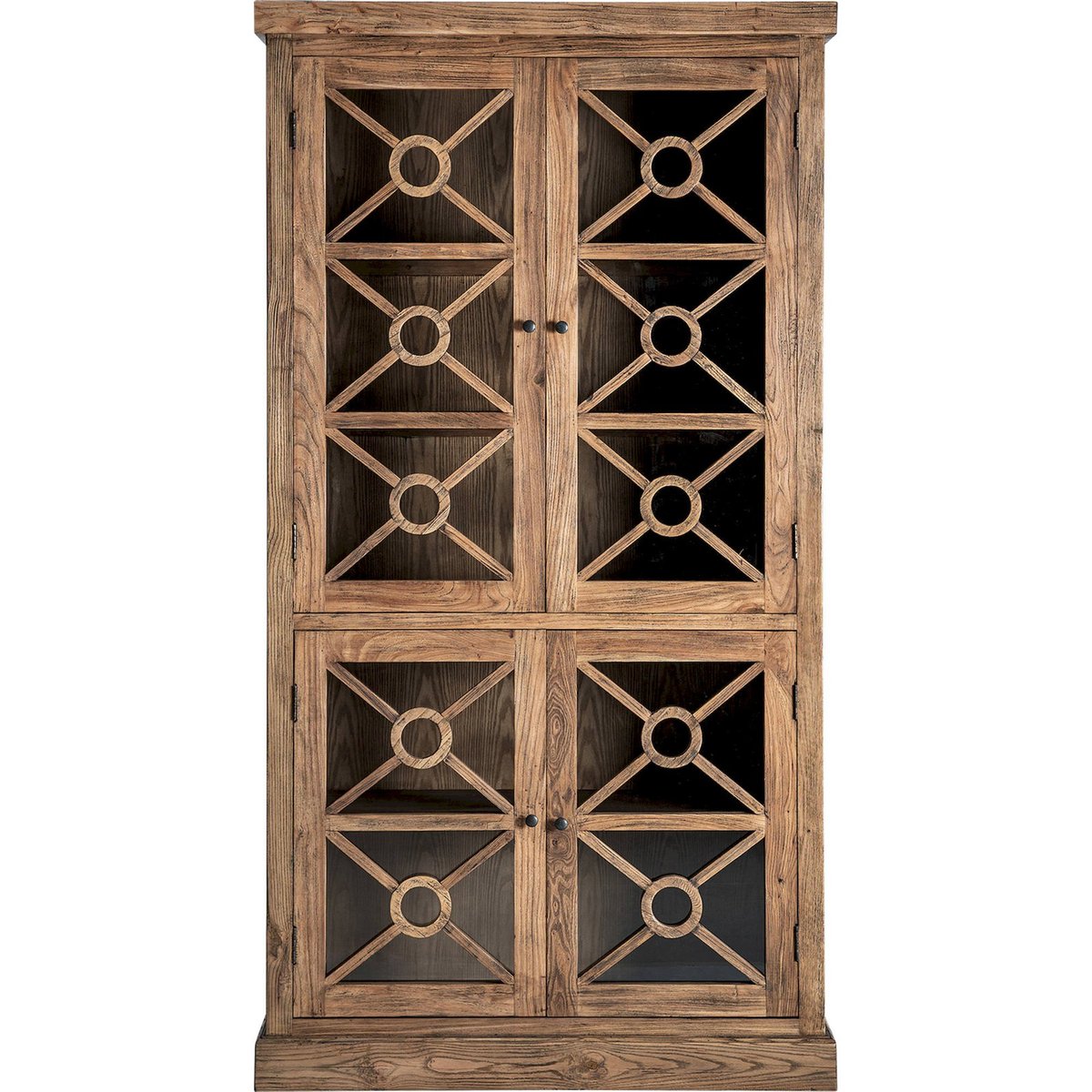 Vitrine contemporaine en bois avec finition marbrée marron bois d'orme marbré, RECOLLECTION