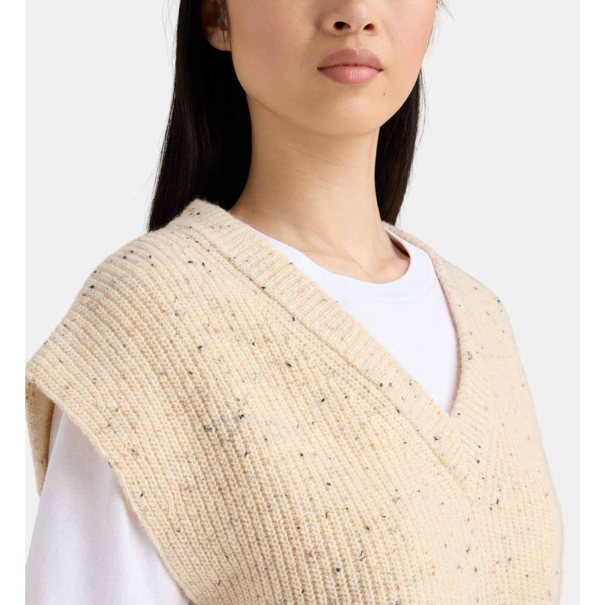 Pull sans manches fritz moucheté beige, GALERIES LAFAYETTE