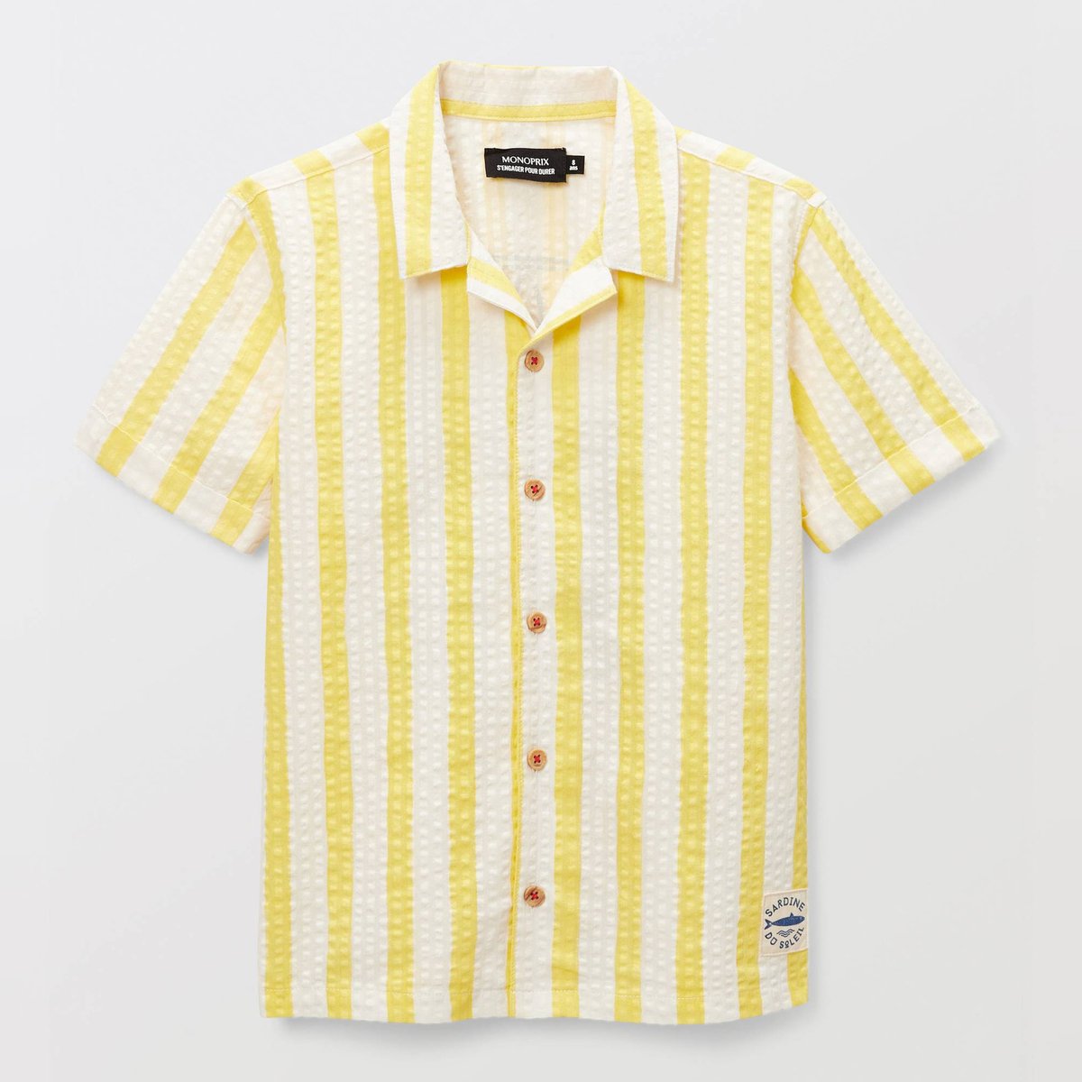 Chemise manches courtes imprimée en seersucker en coton tweety, MONOPRIX