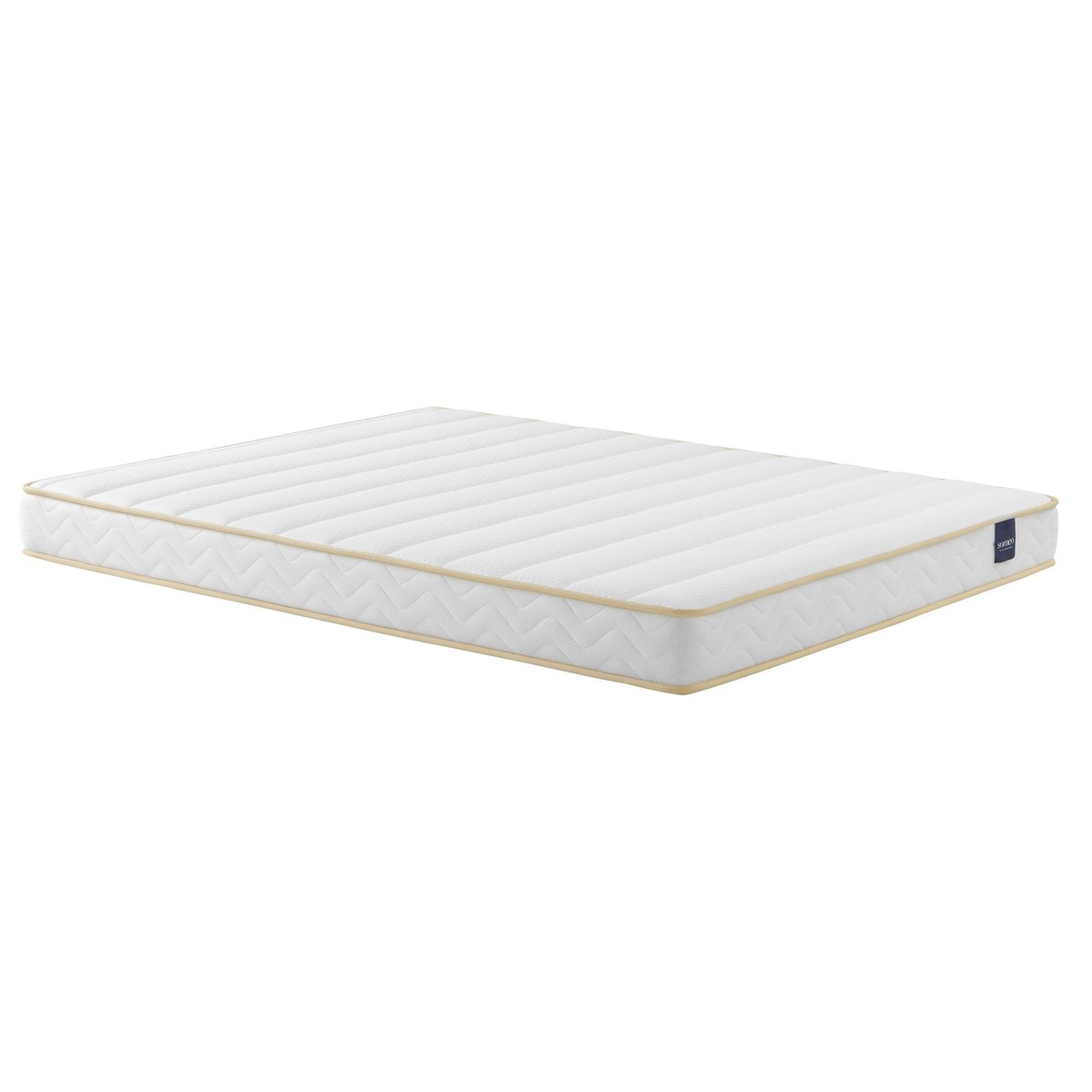 Ensemble matelas mousse, sommier, pieds et tête de lit Aurore 300 blanc, SOMEO