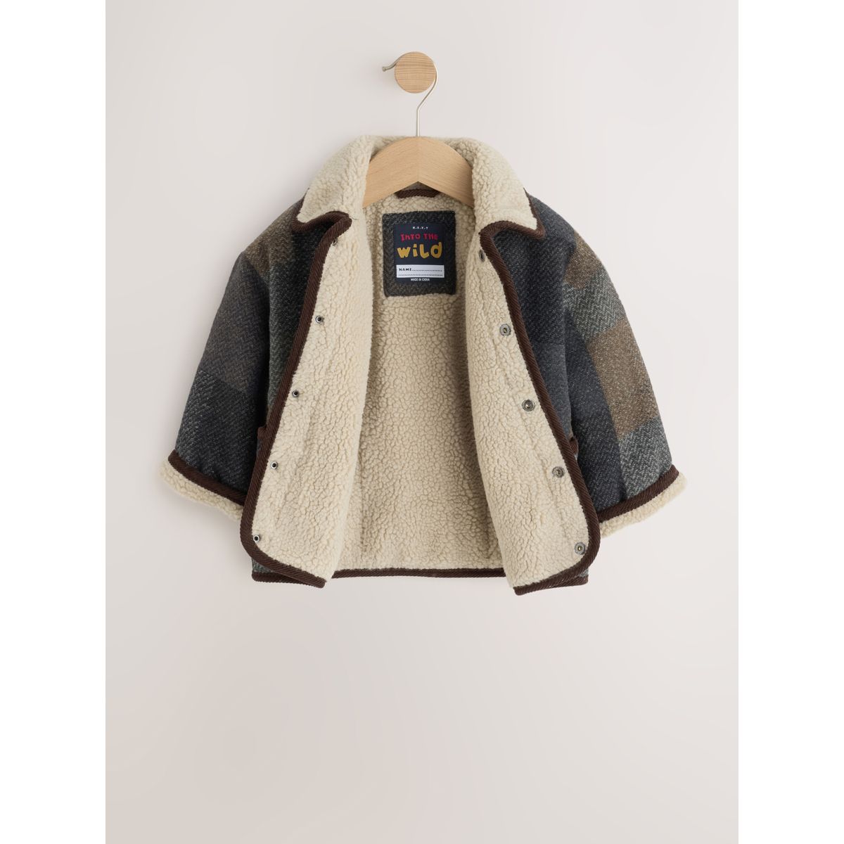 Veste à col imitation peau de mouton vérification multiple, NEXT