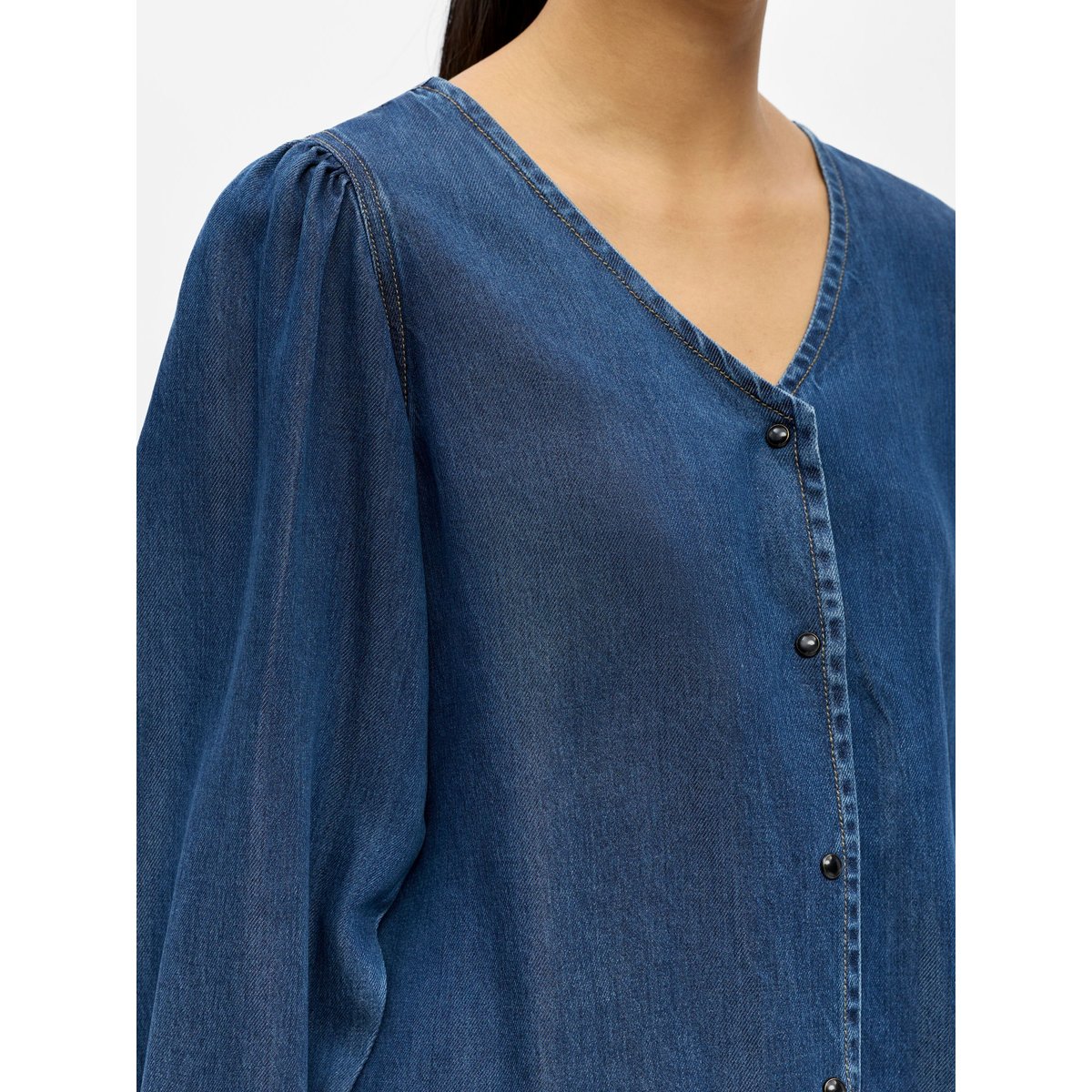 Blouse dark blue denim, OBJECT