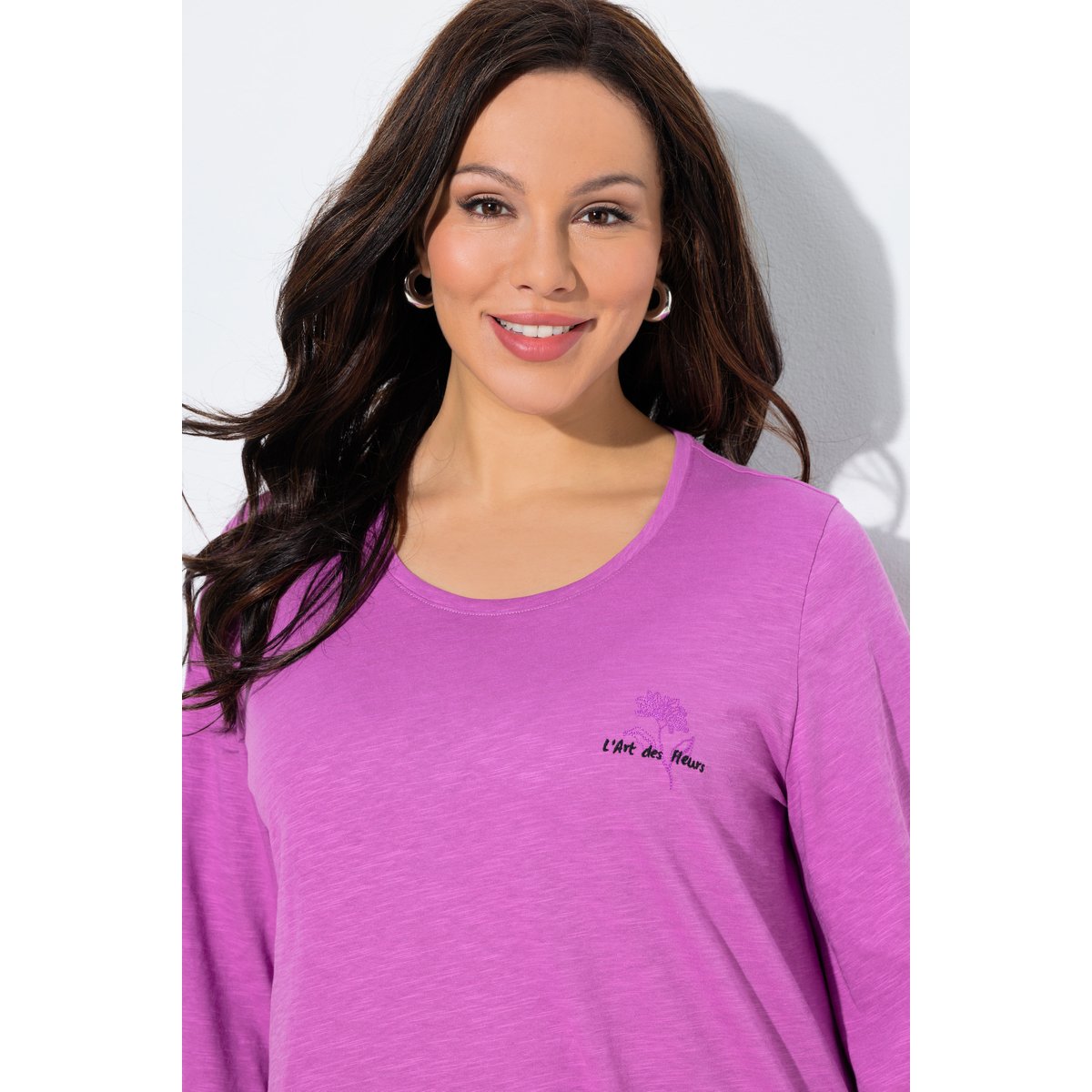 T-shirt motif fleur, coupe Classic Fit crocus violet, ULLA POPKEN
