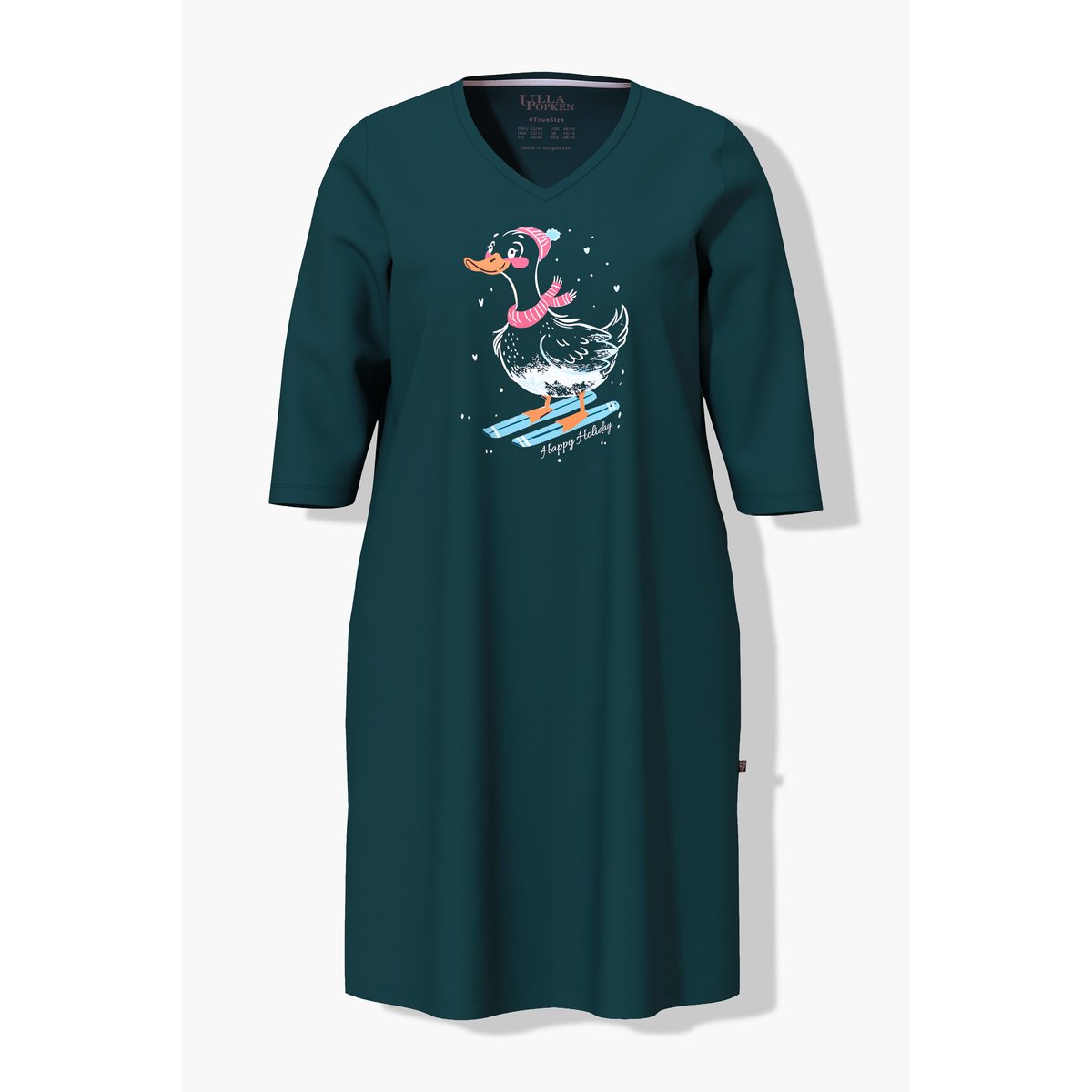 Grand T-shirt, canard faisant du ski vert pin, ULLA POPKEN