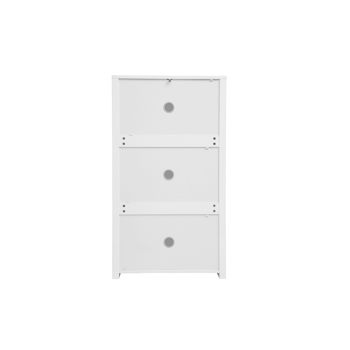 Meuble à chaussures 3 portes finition blanc laqué brillant L68 cm KIRK chêne clair, MILIBOO