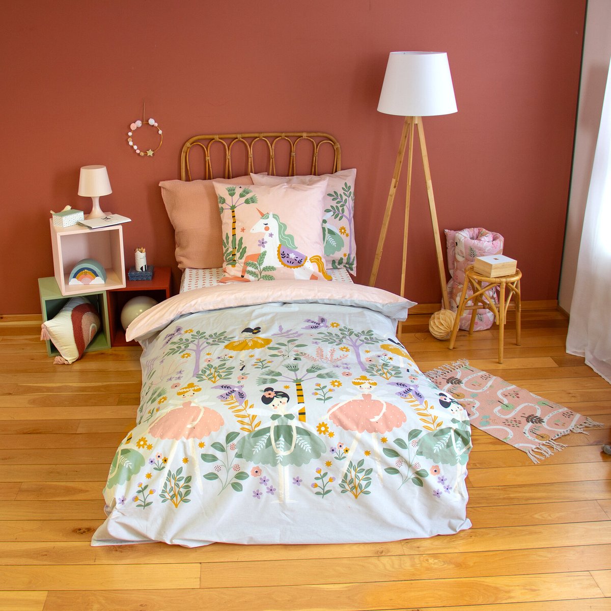 Parure de lit enfant coton, LICORNE multicolore, C DESIGN HOME TEXTILE