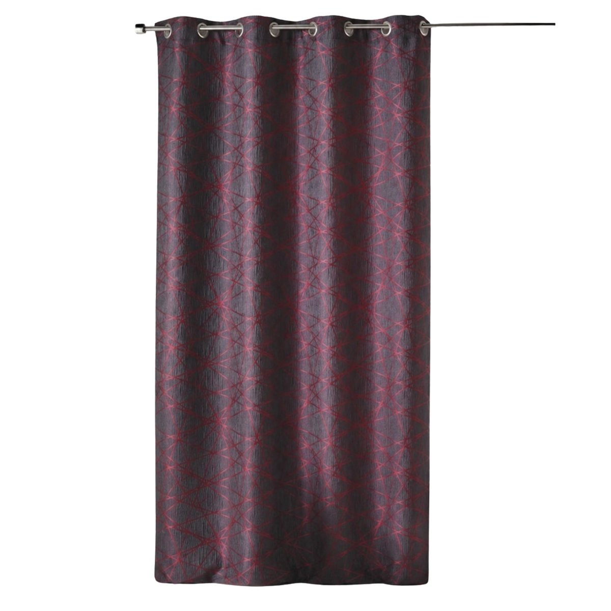 Rideau tamisant jacquard à motifs géométriques bordeaux, HOME MAISON