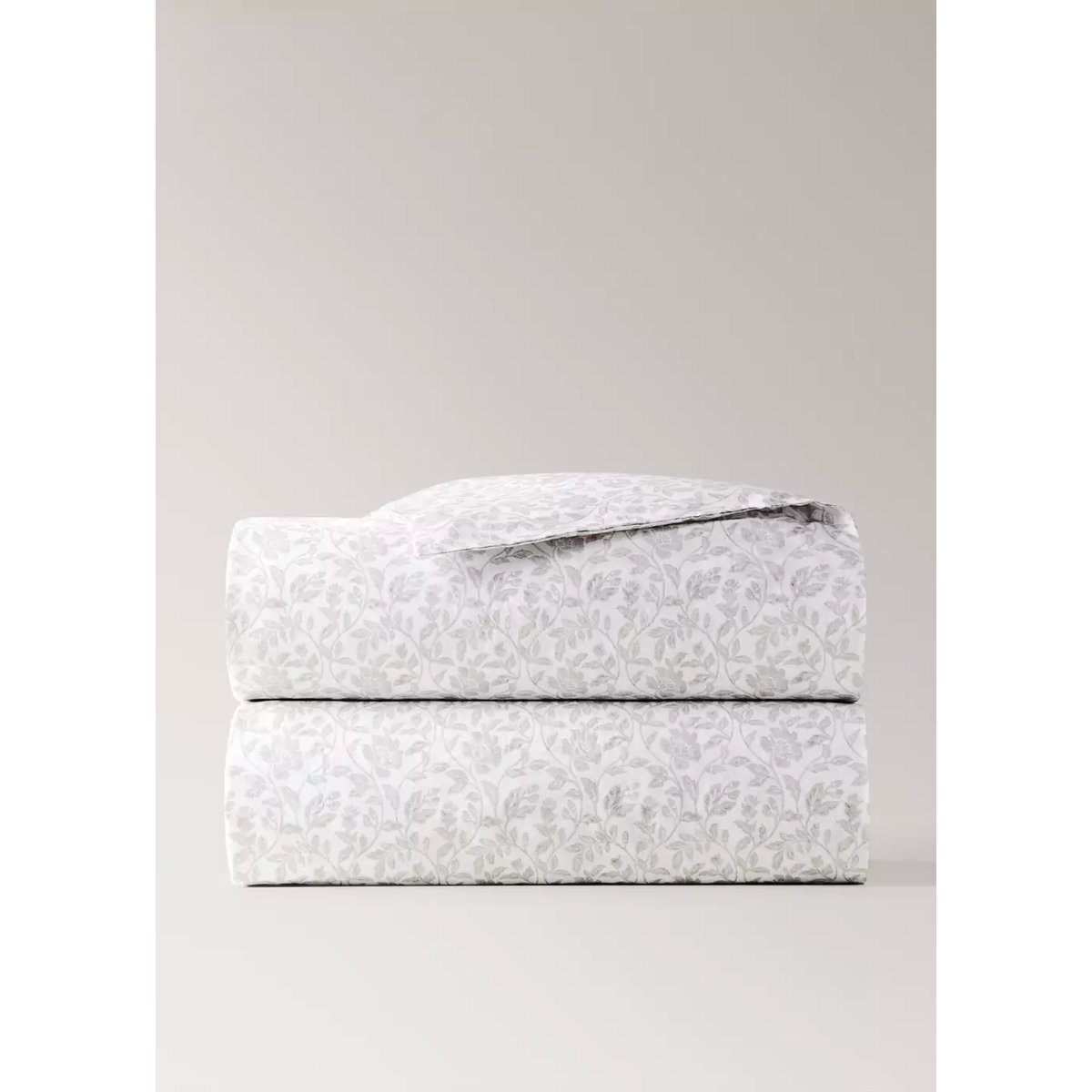 Housse de couette percale de coton imprimé fleuri lit 150/160 cm écru, MANGO HOME