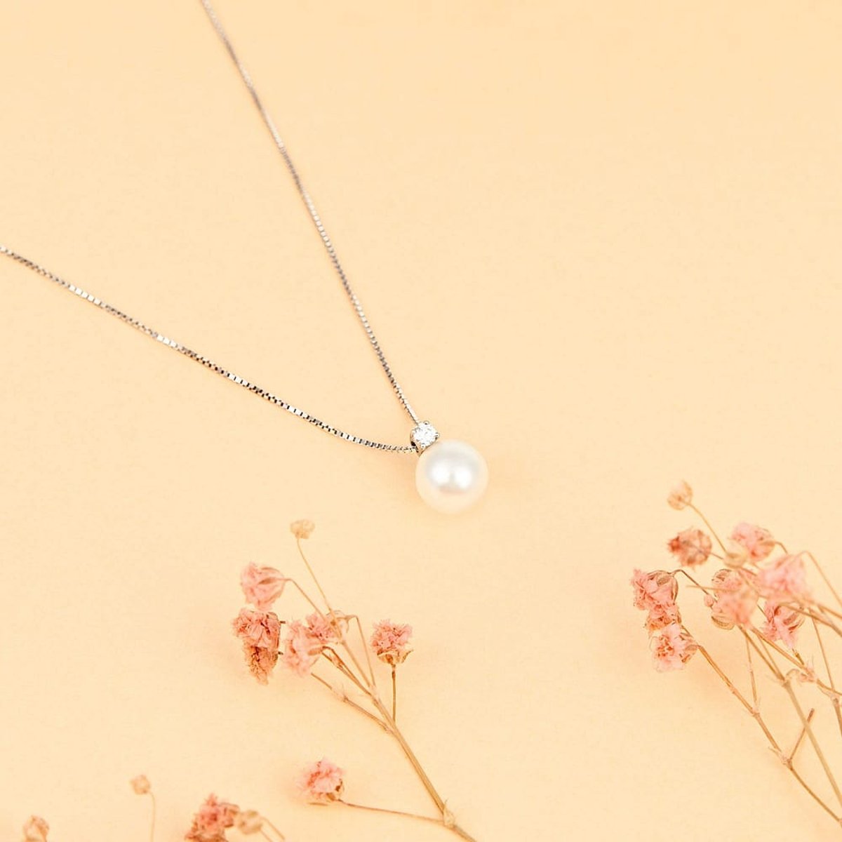 Colliers en Oxyde De Zirconium/or 375/1000/perle De Culture et Perle de Culture argent et blanc, CLEOR