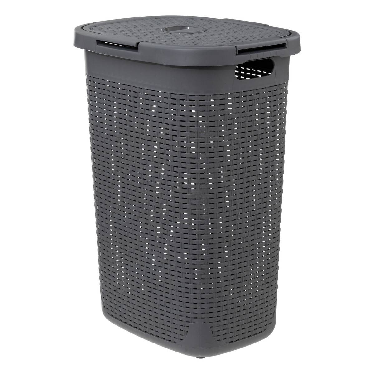 Corbeille à linge 60L avec couvercle RATTAN gris, 5FIVE SIMPLY SMART
