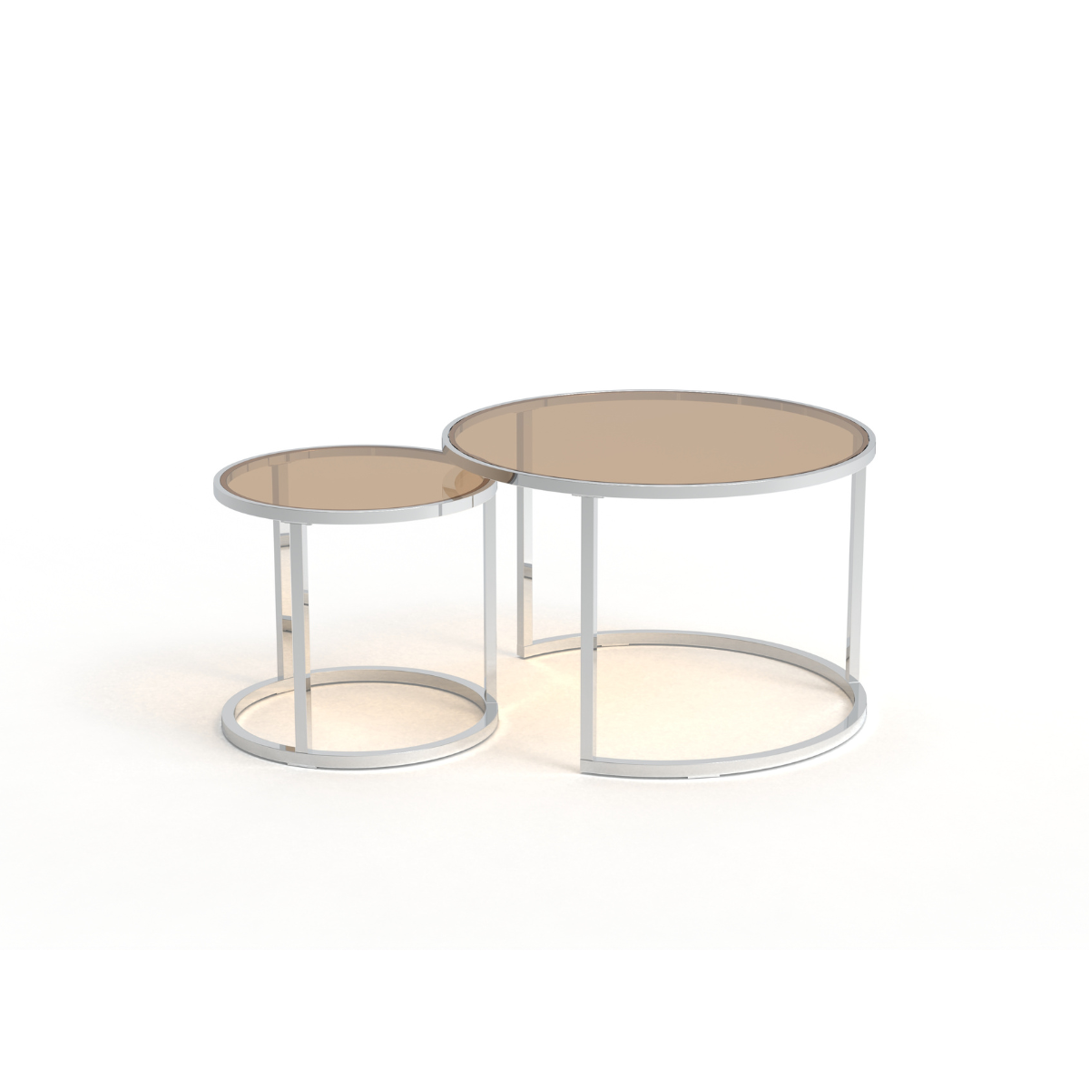 Lot de 2 tables basses, plateau verre - NOAM marron, CALICOSY