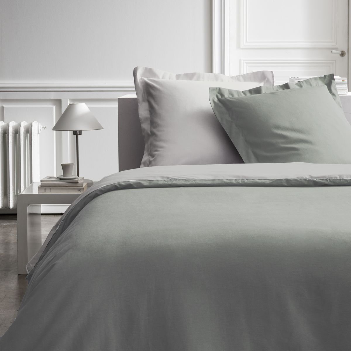 Parure de lit 2 personnes bicolore coton PRESTIGE beige, TODAY