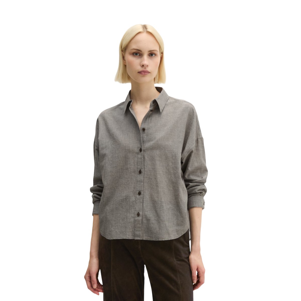 Chemisier oversize en seersucker en pur coton biologique marron, MARC O'POLO