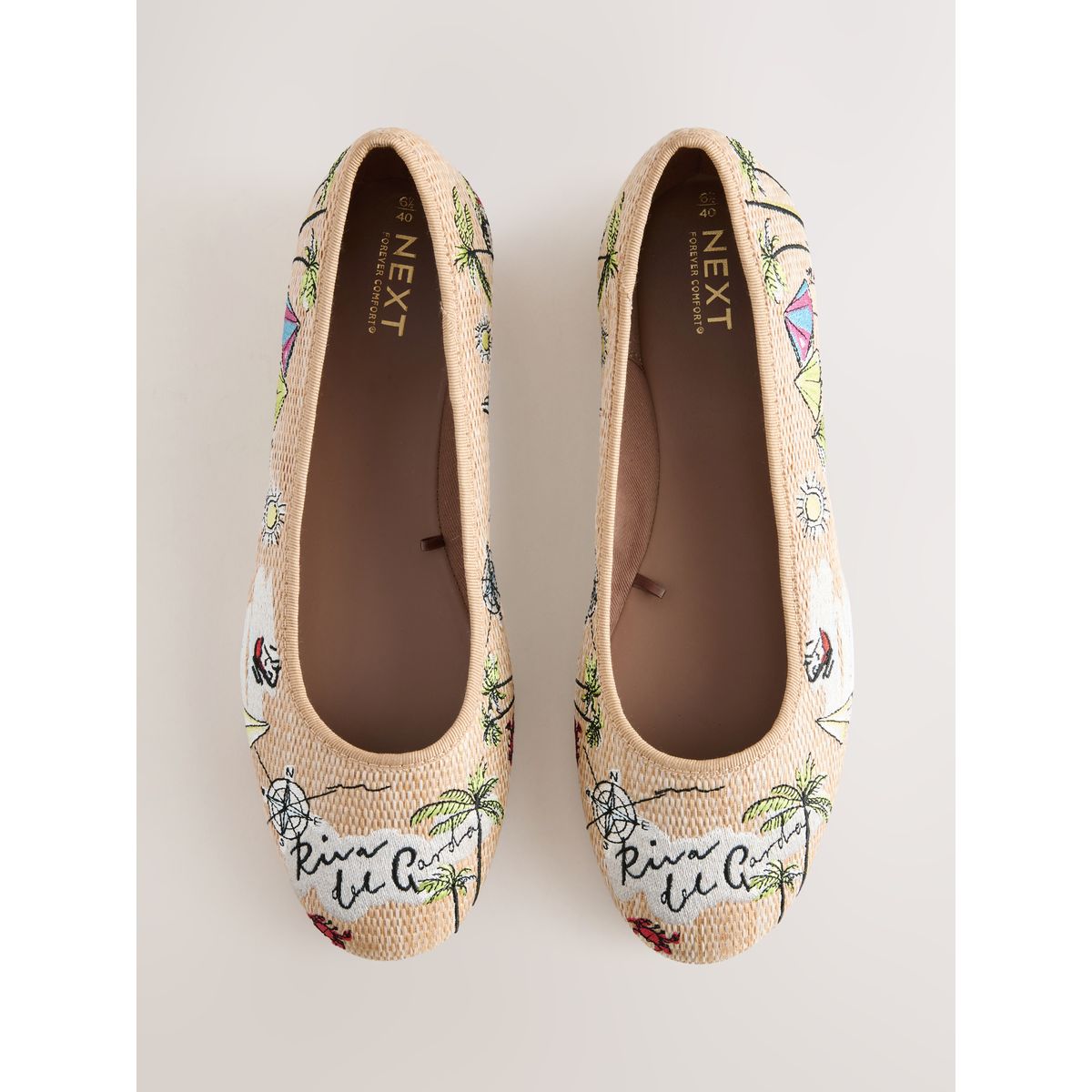 Ballerines en raphia brodées forever comfort® multi-couleurs, NEXT
