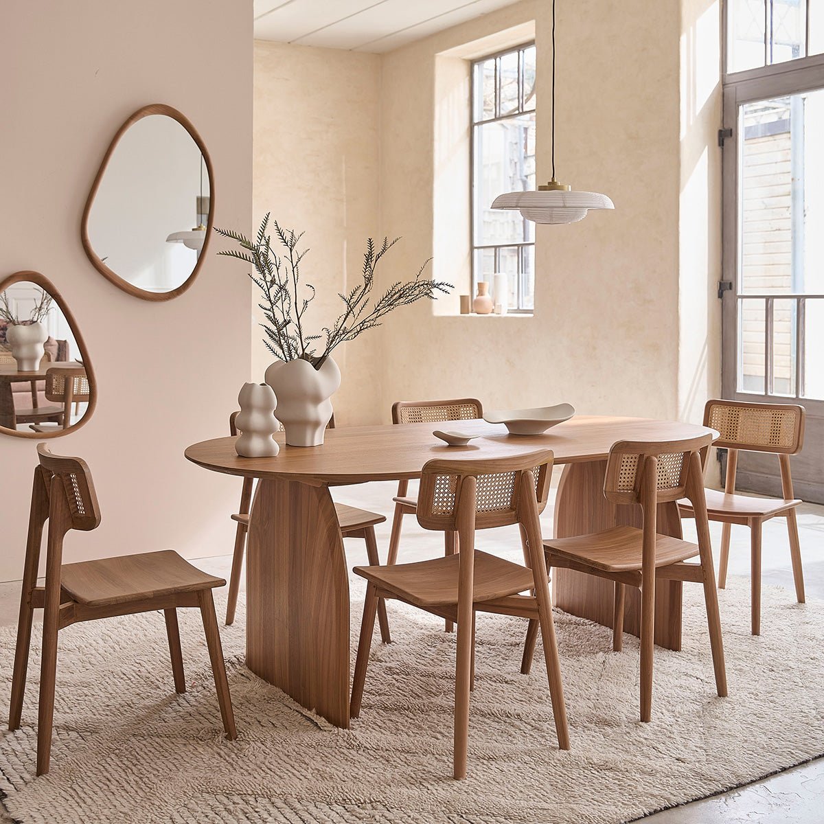 Table en bois de teck 6/8 pers.  LÉONIE naturel, BERAH GETAH
