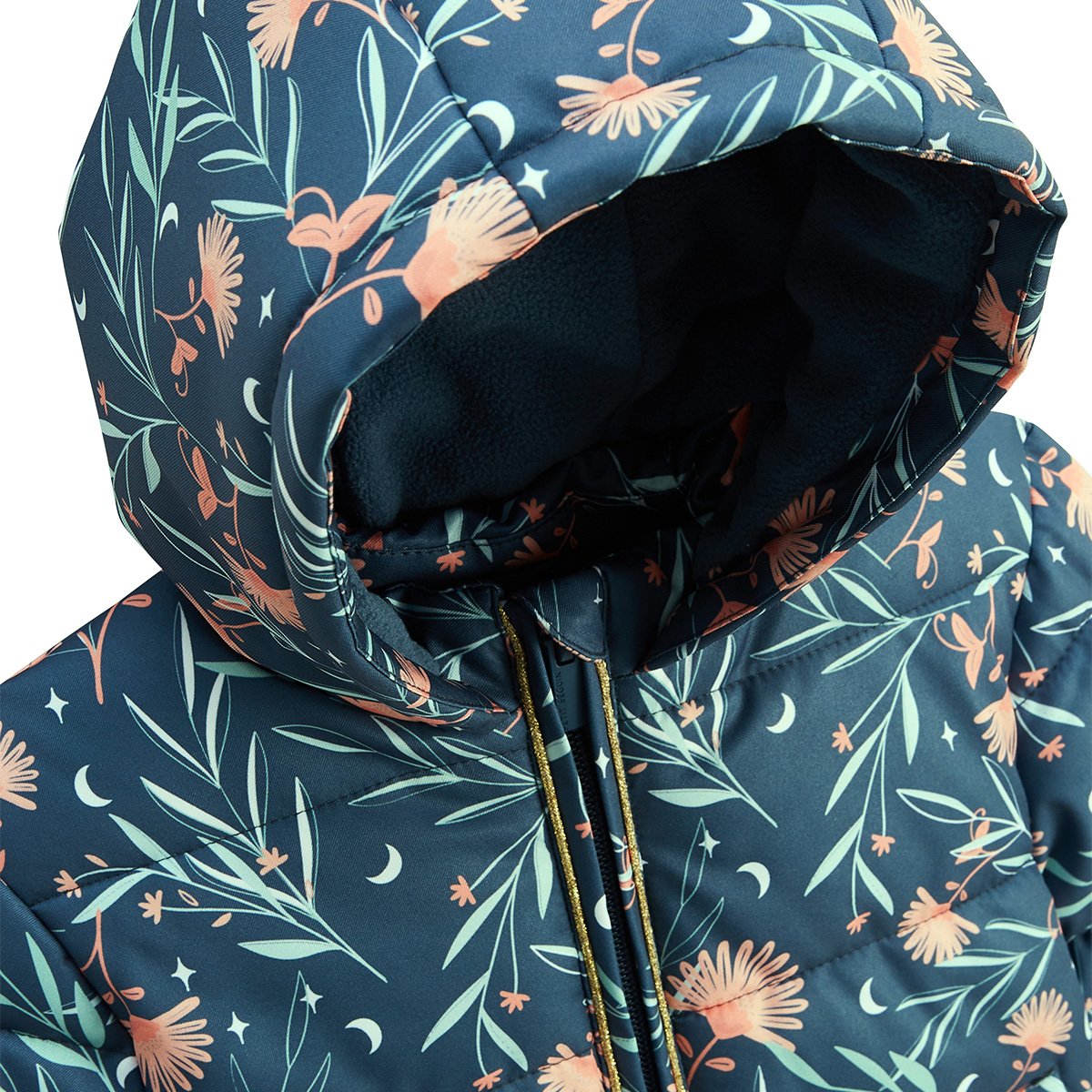 Doudoune enfant imperméable doublée polaire avec capuche Dina bleu, PETIT BEGUIN