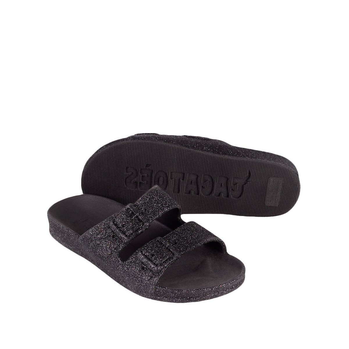 Mules doubles brides TRANCOSO noir pailleté, CACATOES