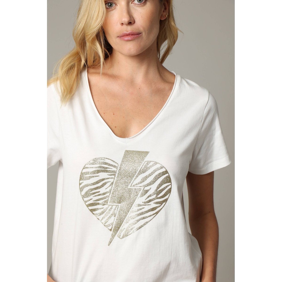 T-shirt lovers style rock en jersey de coton avec imprimé LOVERS off white, DEELUXE